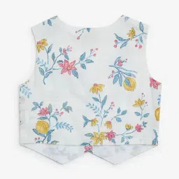 Utsa Kids by Westside White Floral Design Ethnic Top - (8-14yrs) image 2