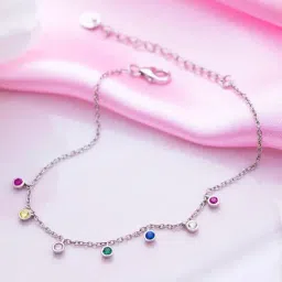 Zavya Dazzling Cascade Rhodium-Plated CZ 925 Sterling Silver Drop Bracelet-image-3