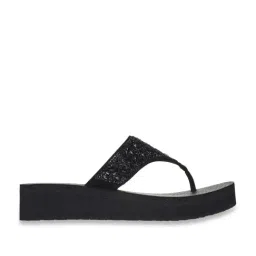 Skechers Women's VINYASA - NEW GLAMOUR Black Thong Wedges-picture-11