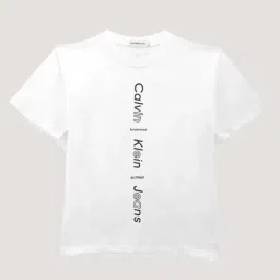 Calvin Klein Boys Bright White Ck Logo Print T-Shirt-image-4
