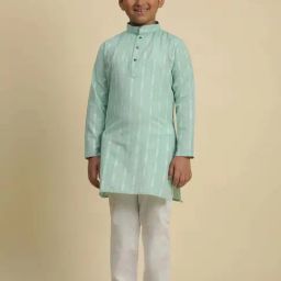 Pro-Ethic Style Developer Boys Green Cotton Embroidery Full Sleeves Kurta Sets-picture-46