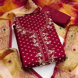 SAINOOR Embellished Semi-Stitched Dress Material-picture-12