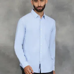 Greenfibre Sky Blue Cotton Slim Fit Shirt-picture-38