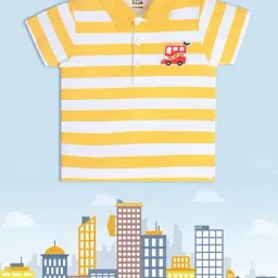 MINIKLUB Kids Yellow & White Striped Polo T-Shirt-image-61