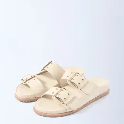 LUNA BLU by Westside Ivory Buckle-Detailed Comfort Sandals - Exclusive-image-3