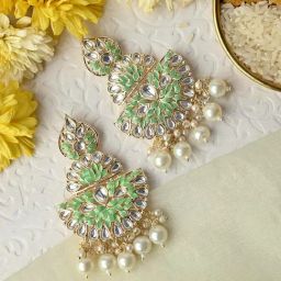 Teejh Nityashri Mint Gold Enamel Dangler Earrings-picture-32