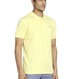 ColorPlus Yellow Cotton Tailored Fit Printed Polo T-Shirt image 4