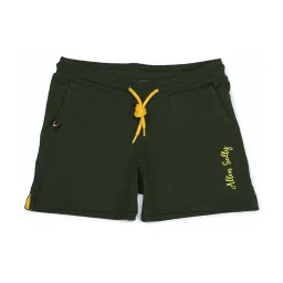 Allen Solly Junior Green Cotton Logo Print Shorts image 1