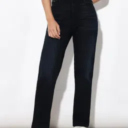 Only Dark Blue Blended Straight Fit High Rise Jeans-picture-22