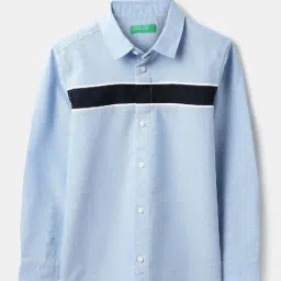 United Colors Of Benetton Blue Cotton Regular Fit Color Block Shirt-picture-35