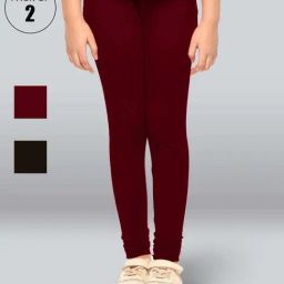 Lyra Kids Black & Maroon Skinny Fit Leggings (Pack of 2)-picture-6