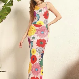 TANDUL Floral Printed Shoulder Straps Maxi Dress-picture-18