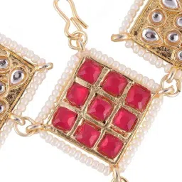 Saraf RS Jewellery Gold AD Studded Pearl Beaded Bridal Matha Patti with Maang Tikka image 5