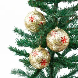 Archies 3Pcs Red & Yellow Glittery Christmas Decor Balls-picture-56