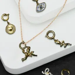 Oomph Gold Tone Evil Eye Charms Pendant Link Chain Necklace - Set of 5-image-10