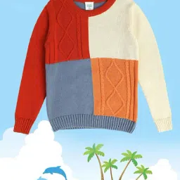 MINIKLUB Kids Multicolor Color Block Full Sleeves Sweater-image-63