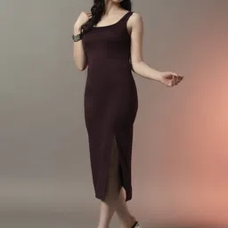 CORSICA Women Slits Square Neck Sleeveless Sheath Midi Dress-image-5