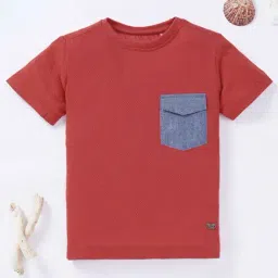 Ed-a-Mamma Kids Red Solid T-Shirt-image-86