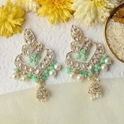 Teejh Shrijita Mint Gold Enamel Jhumki Earrings-picture-2