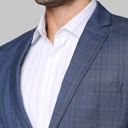 Park Avenue Men Blue Checked Single-Breasted Super Slim-Fit Two-Piece Formal Suit image 2