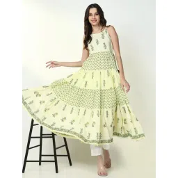 SHOWOFFFF Yellow & Green Floral Print Kurta image 5