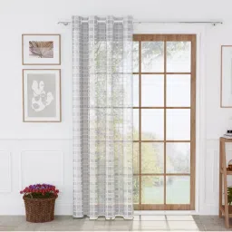 Story@Home Polyester Semi Long Door curtains Long, White, Checkered (8 Feet)-picture-19