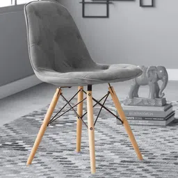 Bhumika Overseas Cushioned Velvet Fabric Standard Dining Chair (Grey) image 1