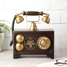 generic Victorian Old Classic Telephone Made in Wooden and Brass Vintage (Non Working) Telephone Decor image 1