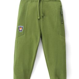 Babyhug Cotton Terry Knit Full Length Lounge Pant with Fox Applique - Green-picture-26