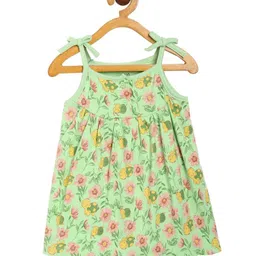 MINI KLUB Cotton Half Sleeves Floral & Snail Printed Frock Style Onesie - Green-image-39