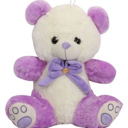 Tickles Bow Teddy Soft Stuffed Plush Toy For Kids Boys & Girls Birthday Gift (Color: White & Purple; Size: Length 42 cm)-picture-17