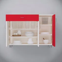 SPECIALITY PANELS White & Red 3-Door Engineered Wood Cabinet image 2
