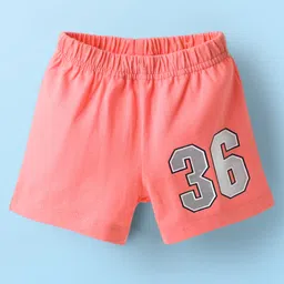 Babyhug Cotton Single Jersey Knit Mid Thigh Shorts With Polka Dots & Number Print Pack Of 2 - Pink & White image 2
