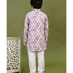 BT DEZINES Cotton Woven Full Sleeves Geometric Printed Sequins Embellished Kurta & Pyjama Set - Lilac image 3