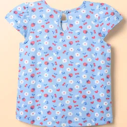 Babyhug 100% Cotton Knit Half Sleeves T-Shirts with Tropical Theme Polka Dots Print & Checks Pack of 3 - Light Blue Pink & White image 3