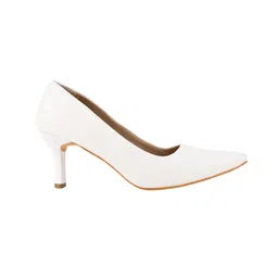 Shoetopia Embossed Diamond Pattern Classic Pumps - White image 4