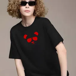 KAIDO Women Graphic Printed Round Neck Cotton Oversized T-shirt-image-22