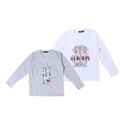NeuVin Kids Pack of 2 Typography Printed Round Neck T-shirts-image-18