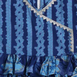 The Magic Wand Cotton Woven Half Puffed Sleeves Floral Printed Top & Coordinating Palazzo Set - Blue image 5