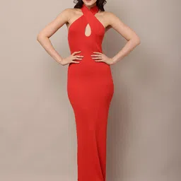 NoBarr Women Halter Neck Bodycon Maxi Dress-image-91