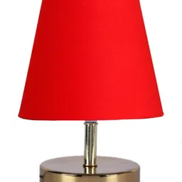 Devansh Red cotton Round Metal Gold Table Lamp image 5