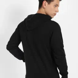 Campus Sutra Black Regular Fit Graphic Print Hooded Sweatshirt image 2