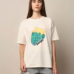 Only White Printed Oversized Cotton T-Shirt image 1