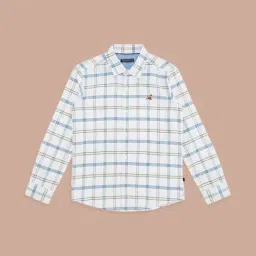 Pantaloons Junior White & Blue Cotton Chequered Full Sleeves Shirt-picture-40