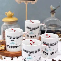Goodhomes White Porcelain Coffee Mugs (350 ml) - Set of 4-picture-33