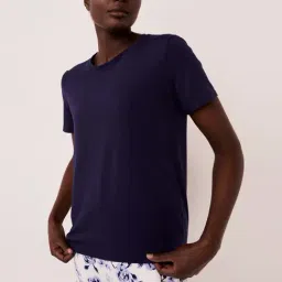 La Vie En Rose Blue Cotton Plain T-Shirt-picture-38