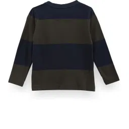 U.S. Polo Assn. Kids Green Striped Full Sleeves T-Shirt image 2