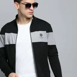 showoffff SHOW OFF Black & Grey Regular Fit Colour Block Sweatshirt image 1