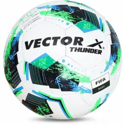 Vector X Thunder PU Hand Stitched Match Ball FIFA BASIC Football (White & Green) Size - 5-image-46