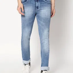 HJ HASASI Blue Regular Fit Lightly Washed Jeans image 1